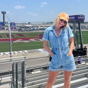 Pretty Little Thing Denim Romper — Zip Up
